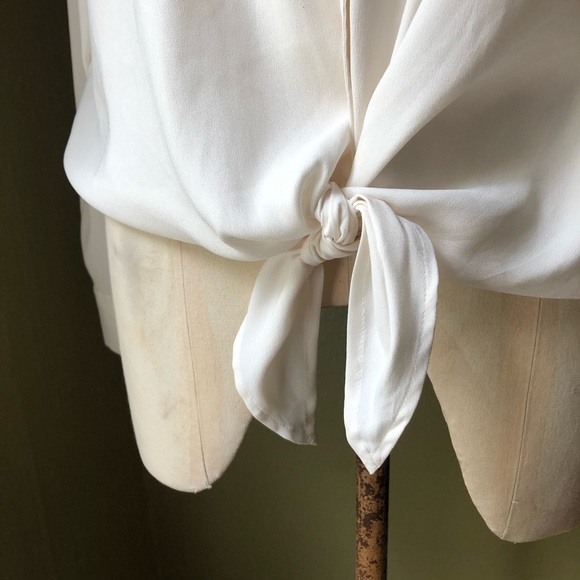 Ann Taylor + white tie front blouse - Picture 3 of 9